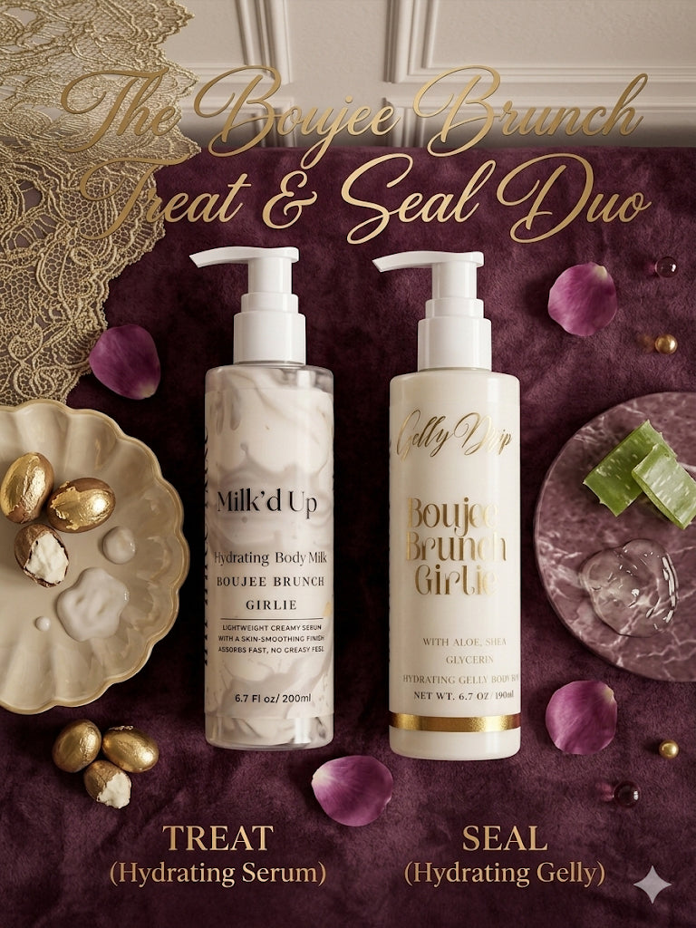 Two skincare products with decorative elements on a dark background